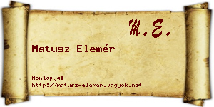 Matusz Elemér névjegykártya